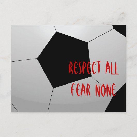 Respecteer alles, vrees geen Voetbal Briefkaart (Voorkant)