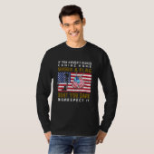 Respecteer de Amerikaanse vlag die ons veteranenbo T-shirt (Voorkant volledig)