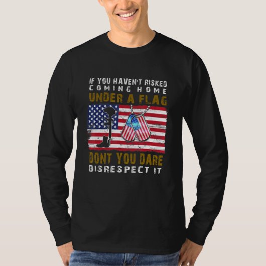 Respecteer de Amerikaanse vlag die ons veteranenbo T-shirt (Voorkant)