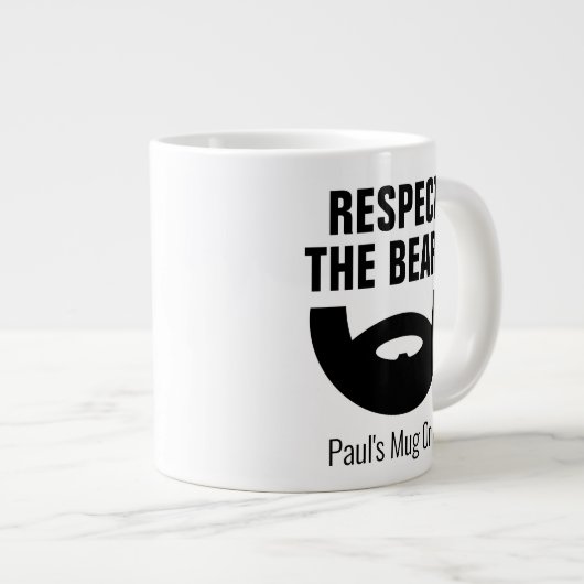 Respecteer de baard grappig extra groot jumboforma grote koffiekop (Voorkant rechts)