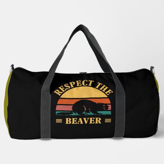 Respecteer De Bever Retro Zonsondergang Plunjezak (Voorkant)