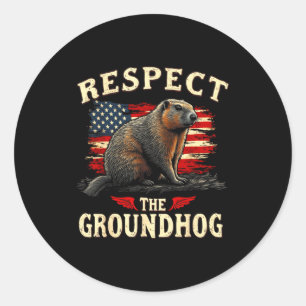 Respecteer de bosmarmot Fijne Ground-hog Day _1  Ronde Sticker