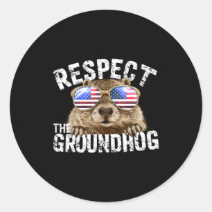 Respecteer De Bosmarmot Funny Ground-hog Day Usa V Ronde Sticker