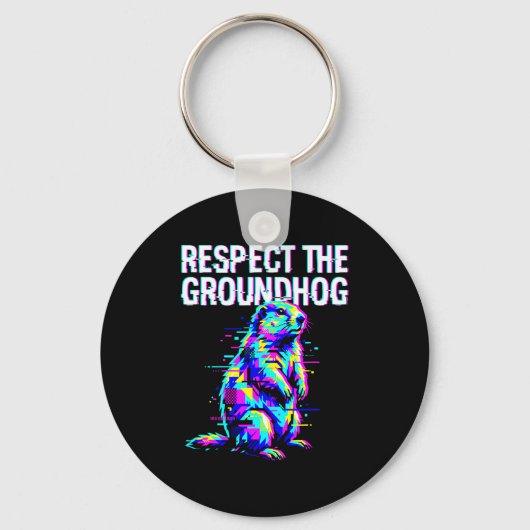 Respecteer De Bosmarmot Funny Groundhog Day Retro Sleutelhanger (Voorkant)