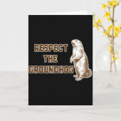 Respecteer de bosmarmot Funny Woodchuck Afbeelding Kaart (Gele Bloem)