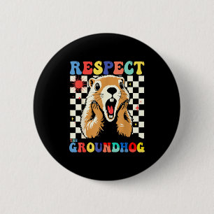Respecteer de bosmarmot Funny Woodchuck Kids Retro Ronde Button 5,7 Cm