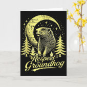 Respecteer de bosmarmot- Grappige Groundhog Day _1 Kaart (Gele Bloem)