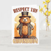 Respecteer De Bosmarmot Grappige Groundhog Day _1 Kaart (Gele Bloem)