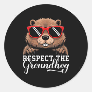 Respecteer de bosmarmot grond eekhoorn dier grond ronde sticker