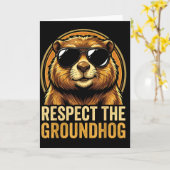 Respecteer de bosmarmot Ground Hog Day 2026 Kaart (Gele Bloem)