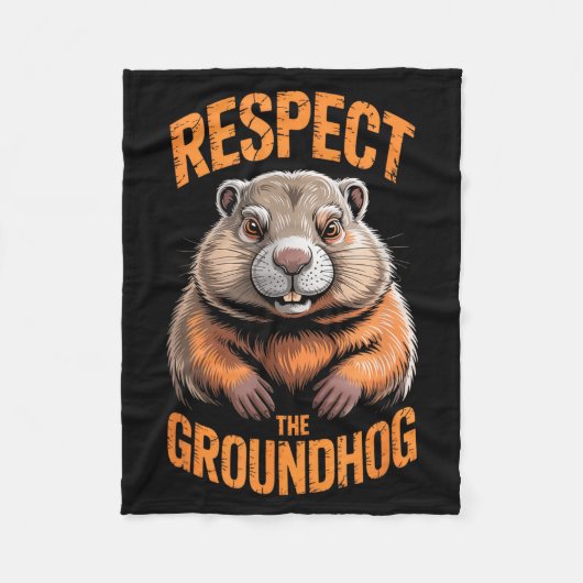 Respecteer De Bosmarmot Punxsutawney Phil Grappige Fleece Deken (Voorkant)