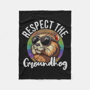 Respecteer de bosmarmot Retro grappige Groundhog D Fleece Deken