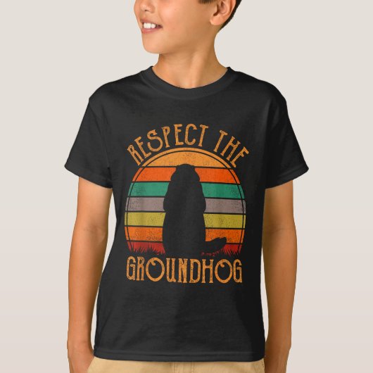 Respecteer De Bosmarmot Retro Groundhog Day Grappi T-shirt (Voorkant)