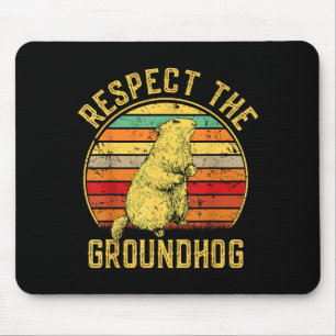 Respecteer de bosmarmot Retro vintage Ground Hog D Muismat