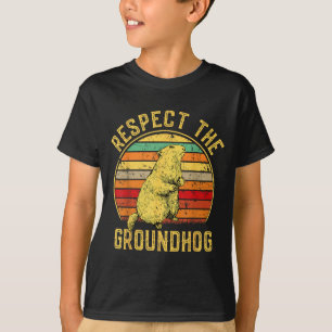 Respecteer De Bosmarmot Retro Vintage Ground Hog D T-shirt
