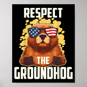 Respecteer De Bosmarmot Usa Vintage Vlag Gelukkige Poster