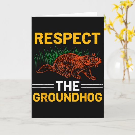 Respecteer de bosmarmot, vier Groundhogdag  Kaart (Gele Bloem)