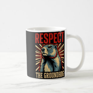 Respecteer de bosmarmot vintage politieke stijl po koffiemok