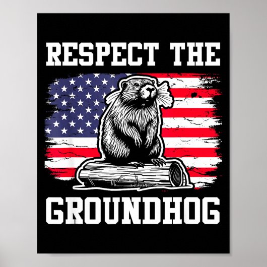 Respecteer de bosmarmot VS Amerikaanse vlag bosmar Poster (Voorkant)