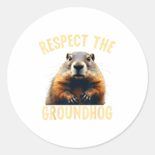 Respecteer de bosmarmot woodchuck foto voor grond- ronde sticker