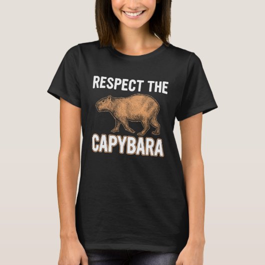 Respecteer de Capybara Grappige Capibara Knaagdier T-shirt (Voorkant)