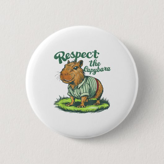 Respecteer De Capybara - Grappige Foto Knaagdier C Ronde Button 5,7 Cm (Voorkant)
