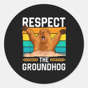 Respecteer de Dag van de Bosmarmot Funny Vakantie  Ronde Sticker