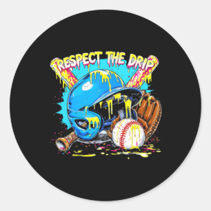 Respecteer de Drip Boys Baseball Bat Helmet Glove  Ronde Sticker