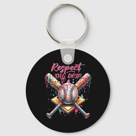 Respecteer De Drip Bysebyll Home Plate Ijs Drank Sleutelhanger (Voorkant)