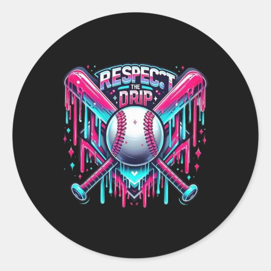 Respecteer De Drip Bysebyll Thuisplaat Ijs Drip Ronde Sticker (Voorkant)