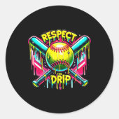 Respecteer de Drip Softball Home Bord Ice Cream Dr Ronde Sticker (Voorkant)