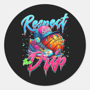 Respecteer de druppel basketbal ijs druppel met SP Ronde Sticker