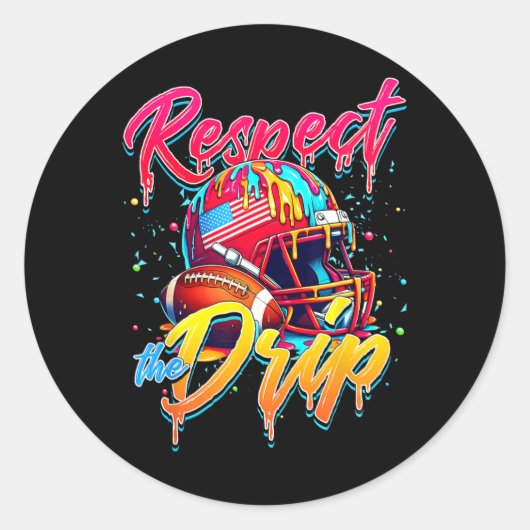 Respecteer de druppel Football ijsdruppel met SPRI Ronde Sticker (Voorkant)