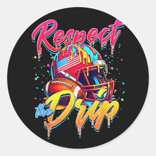 Respecteer de druppel Football ijsdruppel met SPRI Ronde Sticker (Voorkant)