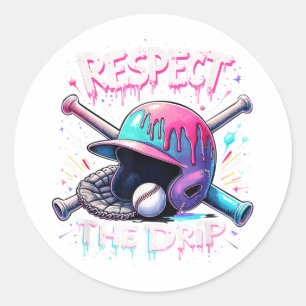 Respecteer de druppel honkbal ijs druppel vibes sq ronde sticker