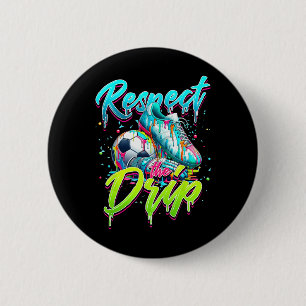 Respecteer De Druppel Voetbal Ijs Druppel Met Stro Ronde Button 5,7 Cm