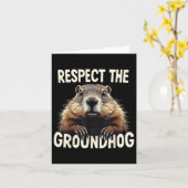 Respecteer de Groundhog Celebrate Groundhog Day An Kaart (Gele Bloem)