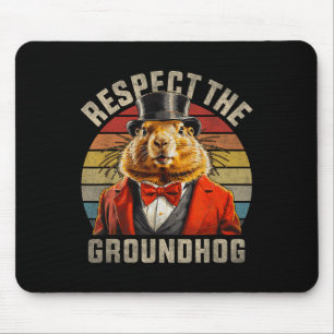 Respecteer de Groundhog Ground Hog Retro Sunset Gr Muismat