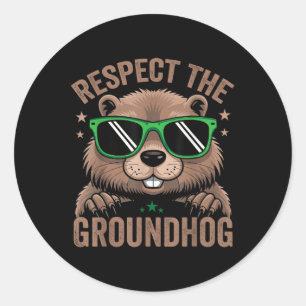 Respecteer de Groundhog vlag USA Woodchuck Ground Ronde Sticker