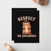 Respecteer de Groundhog - Woodchuck Groundhog Day Notitiekaartje (Voorkant / Achterkant in situ)