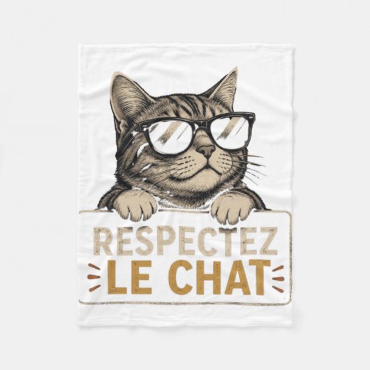 Respecteer de kat – Illustratie van kat met bril Fleece Deken (Voorkant)
