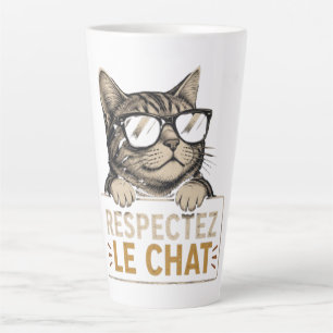 Respecteer de kat – Illustratie van kat met bril Latte Mok