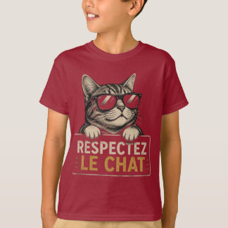 Respecteer de kat – Illustratie van kat met bril T-shirt