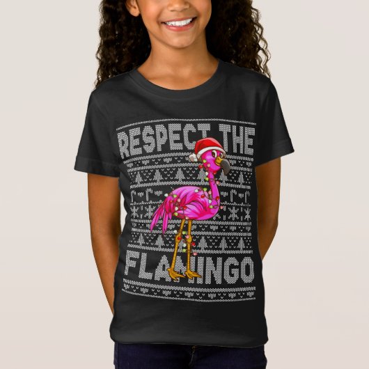 Respecteer de kerstroze flamingos van Flamingo T-shirt (Voorkant)