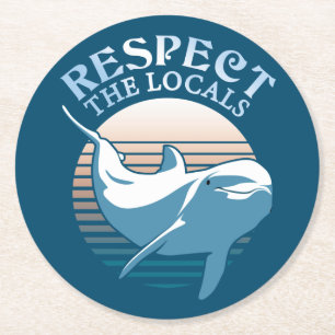 Respecteer de lokale bevolking - Dolphin Awareness Ronde Kartonnen Onderzetter