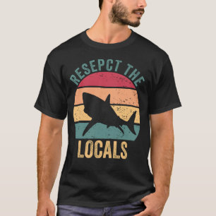 Respecteer de lokale bevolking Shark Retro Sunset T-shirt