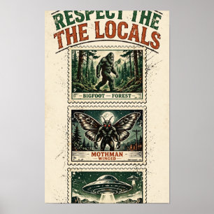 Respecteer de lokale cryptide postzegels poster