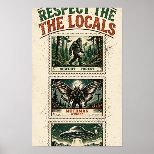 Respecteer de lokale cryptide postzegels poster (Voorkant)