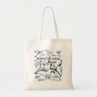 Respecteer de oceaan tote bag