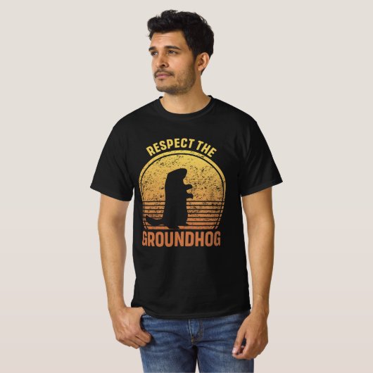 Respecteer de rondhog Funny Groundhog Dag T-shirt (Voorkant volledig)
